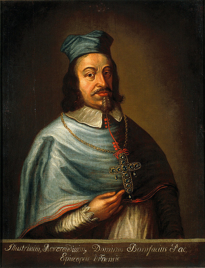 Bažnytinio paveldo muziejus/Vilniaus vyskupo Mikalojaus Stepono Paco (1623–1684) portretas Nežinomas dailininkas, pagal Johano Gothardo Berkhofo (Johann Gotthard Berchhoff, minimas 1676–1695) portretą, sukurtą remiantis Jurgio Danieliaus Šulco (Georg Daniel Schultz, 1615–1683) darbu XIX a. 