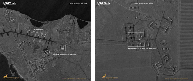 „Space Capella“, su DFRLab anotacija/SAR vaizdas “Donuzlavo ežero” aviacinėje bazėje, 2021 m. Balandžio 15 d. 