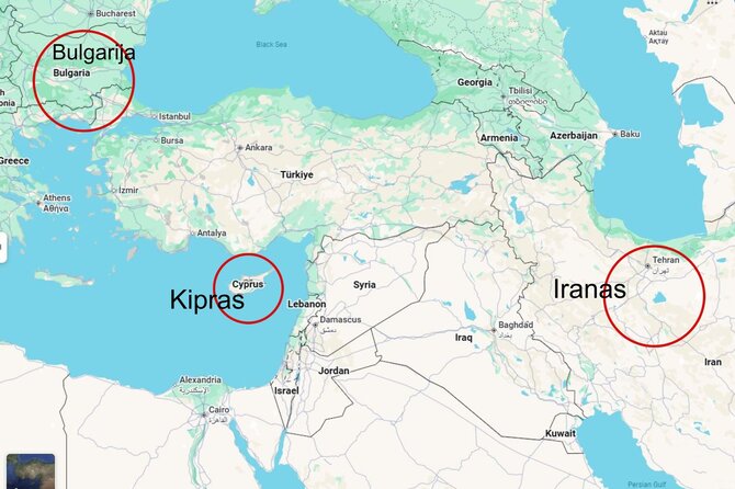 Google Maps/Bulgarija, Kipras, Iranas