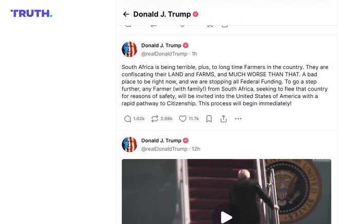 Ekrano nuotr./Donaldas Trumpas kviečia PAR ūkininkus į JAV