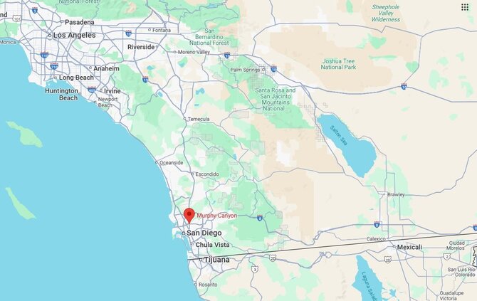 Google Maps/Murphy kanjono rajonas netoli San Diego Kalifornijoje