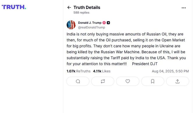 Ekrano nuotr./Donaldo Trumpo žinutė socialinio tinklo platformoje „Truth Social“