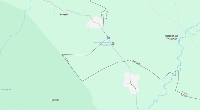 Google Maps/Vadinamasis Saatse batas – į Estijos teritoriją įsiterpęs Rusijos „pusiasalis“