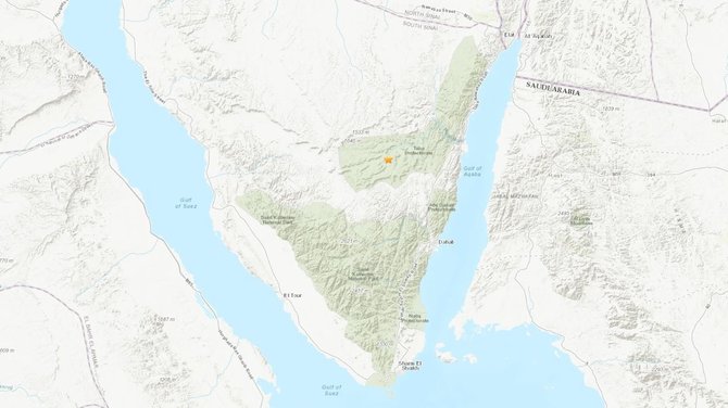 USGS/Žemės drebėjimas netoli Šarm aš Šeicho