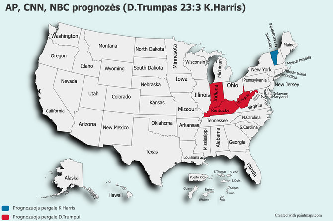 15min/AP, CNN, NBC prognozės (D.Trumpas 23:3 K.Harris)