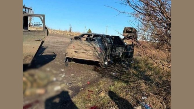 GUR nuotr./Ukrainos žvalgyba likvidavo tris aukštus rusų karininkus ir jų automobilius