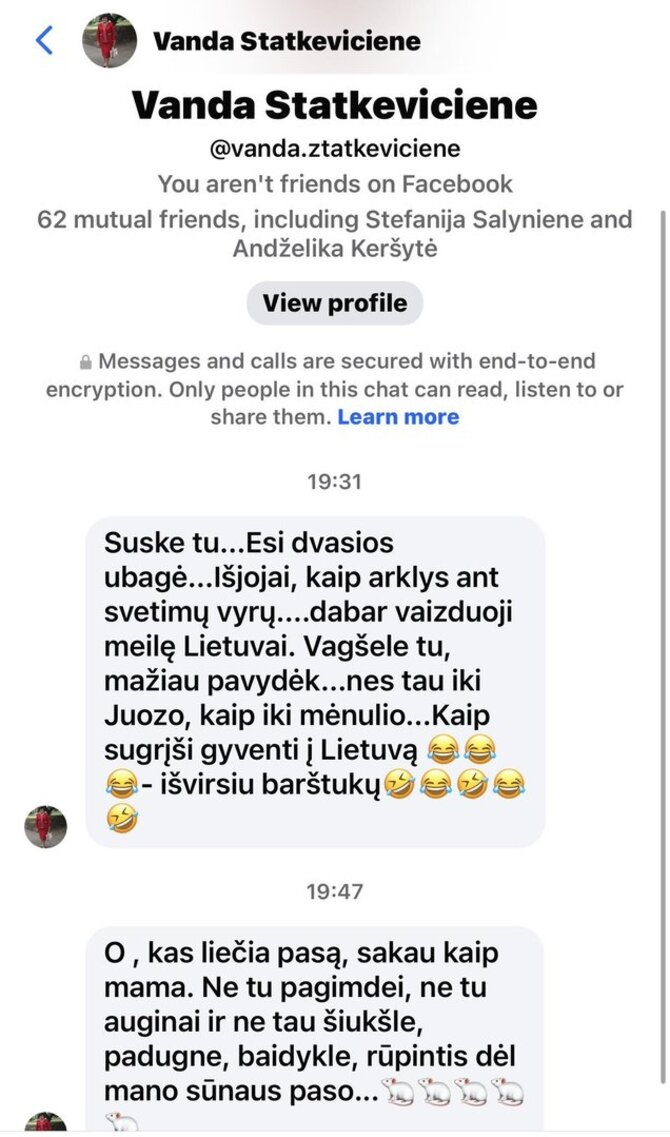 Juozo Statkevičiaus mamos Vandos žinutė Danguolei