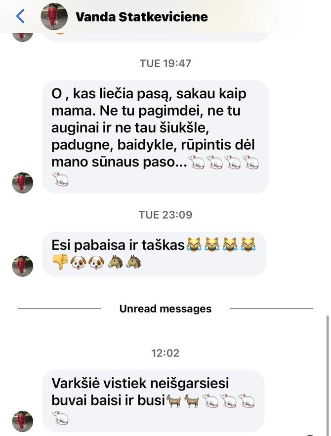 Juozo Statkevičiaus mamos Vandos žinutė Danguolei