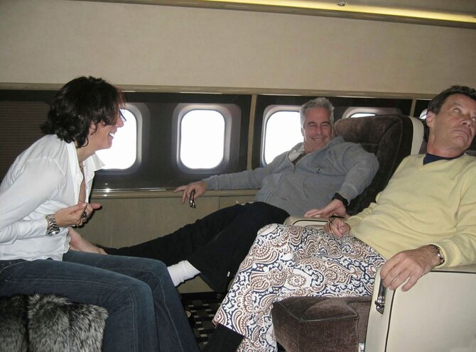 Vida Press nuotr./Jeffrey Epsteinas, Ghislaine Maxwell, Jeanas-Lucas Brunelis