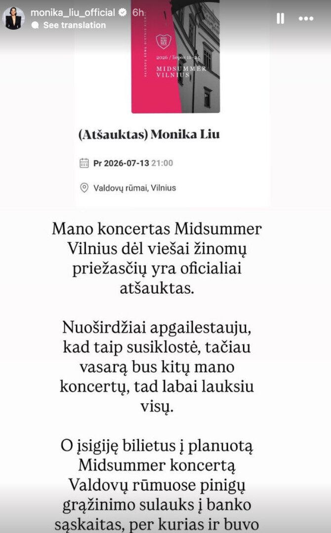 Monikos Liu įrašas