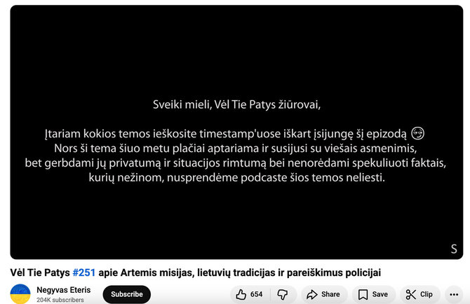 Stop kadras/„Vėl tie patys“ pareiškimas