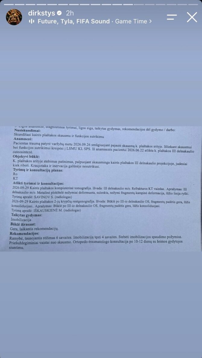 Asmeninio archyvo nuotr./Dominyko Dirksčio įrašas