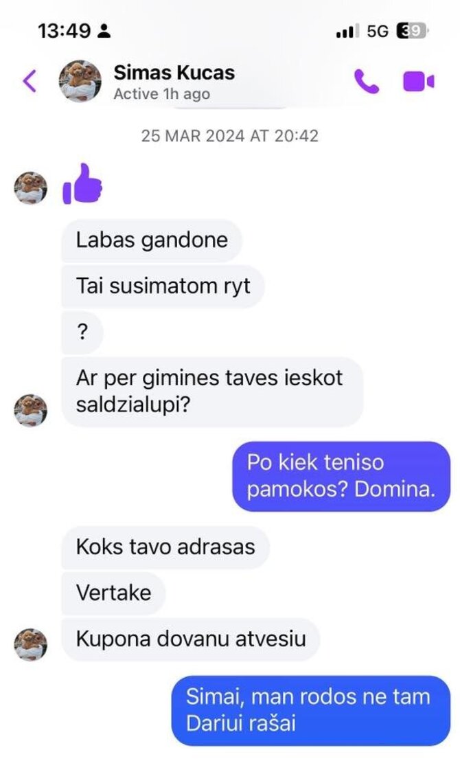 Simo Kučo ir Dariaus Petriko susirašinėjimas