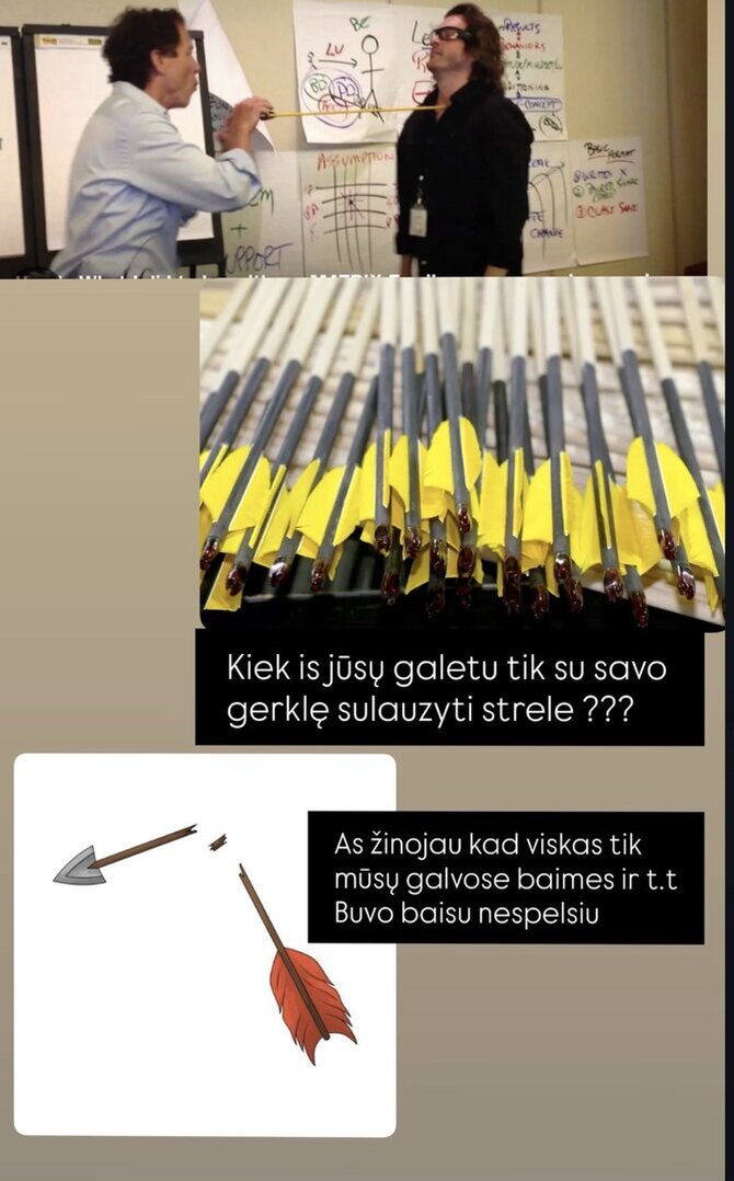 Stop kadras/Ieva Voveris užsiėmime su strėlė