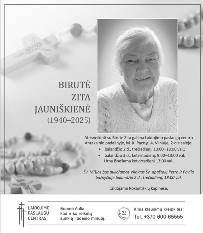 Laidojimo paslaugų centro nuotr./Birutė Zita Jauniškienė