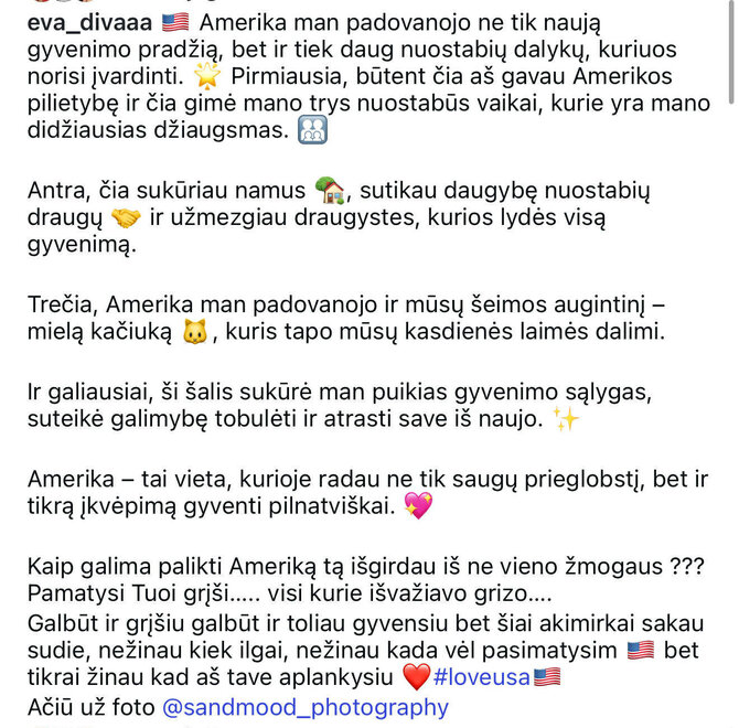 Soc.tinklų nuotr./Ieva Voveris išsikrausto iš JAV