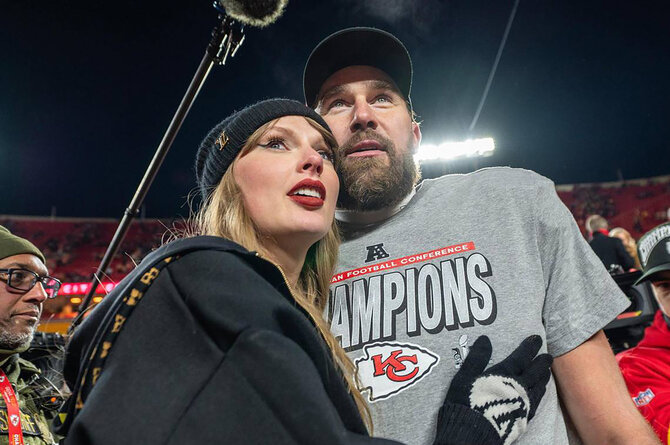 Scanpix nuotr./Travis Kelce ir Taylor Swift