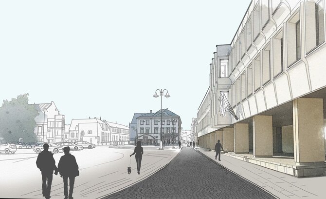 Bendrovės nuotr./Vilniaus gatvės fragmentas ties Radvilų rūmais ir LR Sveikatos apsaugos ministerija