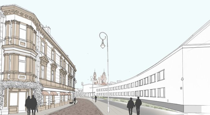 Bendrovės nuotr./Vilniaus gatvės fragmentas ties Trakų, Vokiečių ir Dominikonų gatvių sankryža
