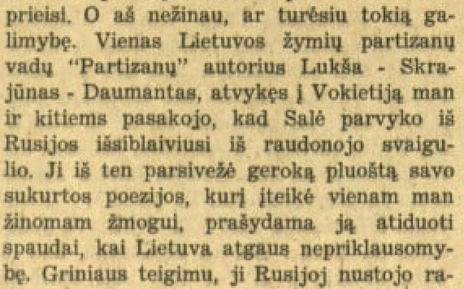 Laikraštyje „Draugas“ (1964) publikuoto M. Krupavičiaus straipsnio citata