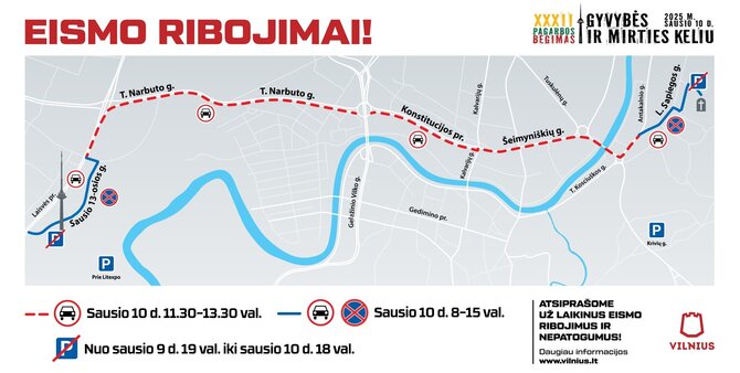 Vilniaus miesto savivaldybės nuotr./Eismo ribojimai, bėgimas Gyvybės ir mirties keliu