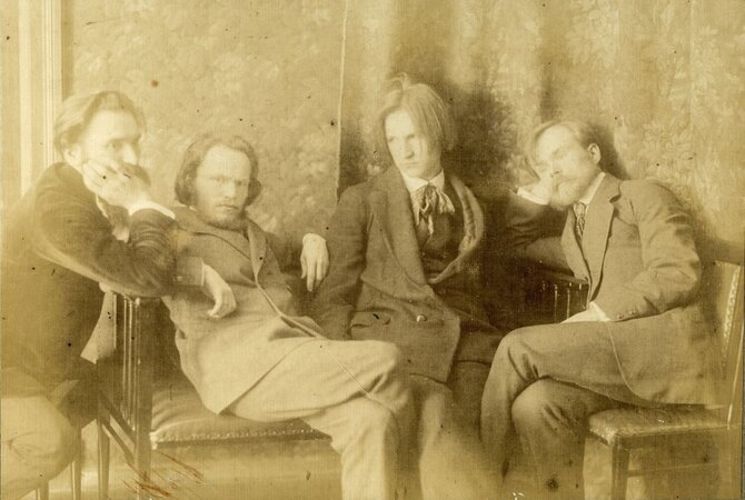 LTMKM nuotr./Lietuvių meno kūrėjų draugijos valdybos ir teatro tarybos nariai. Apie 1919 m.
