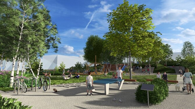 Vilniaus vystymo kompanijos vizualizacija/Liepos žaidimų pievos vizualizacija