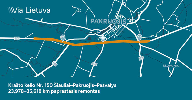 Bendrovės nuotr./Pradedamas daugiau kaip 11 km krašto kelio remontas Pakruojo rajone