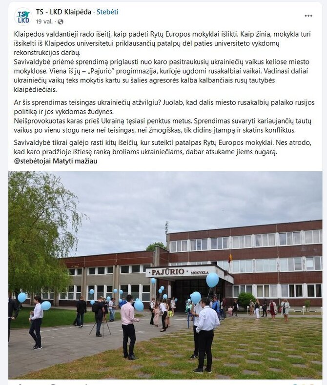 Pranešimo žiniasklaidai autorių nuotr./TS-LKD Klaipėdos skyriaus „Facebook“ paskyroje paskelbtas įrašas