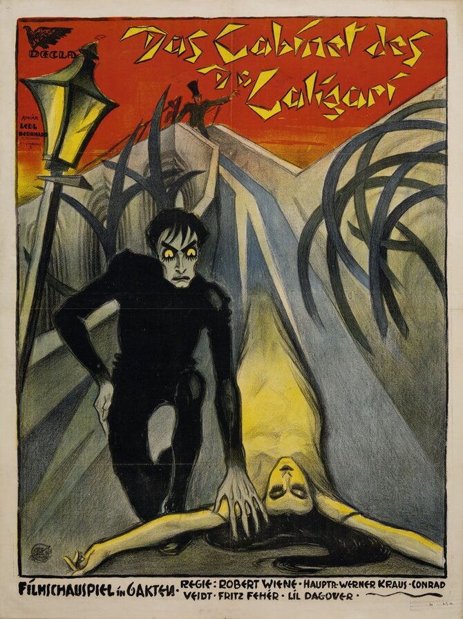 Organizatorių nuotr./Premjeros Austrijoje plakatas. „Daktaro Kaligario Kabinetas“ (rež. R. Wiene, Vokietija, 1920 m.) 