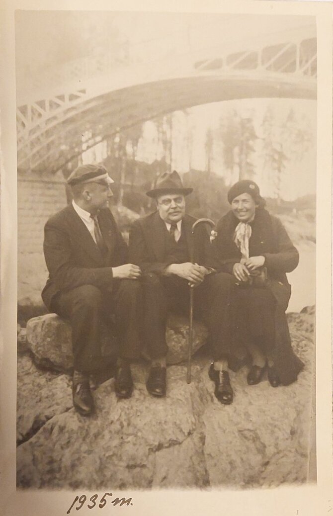 Asmeninio archyvo nuotr./Mykolas Römeris su žmona Jadvyga Čepaite Suomijoje, 1935 m.