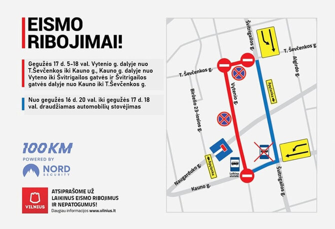 Vilniaus miesto savivaldybės nuotr./100 km bėgimas, schema