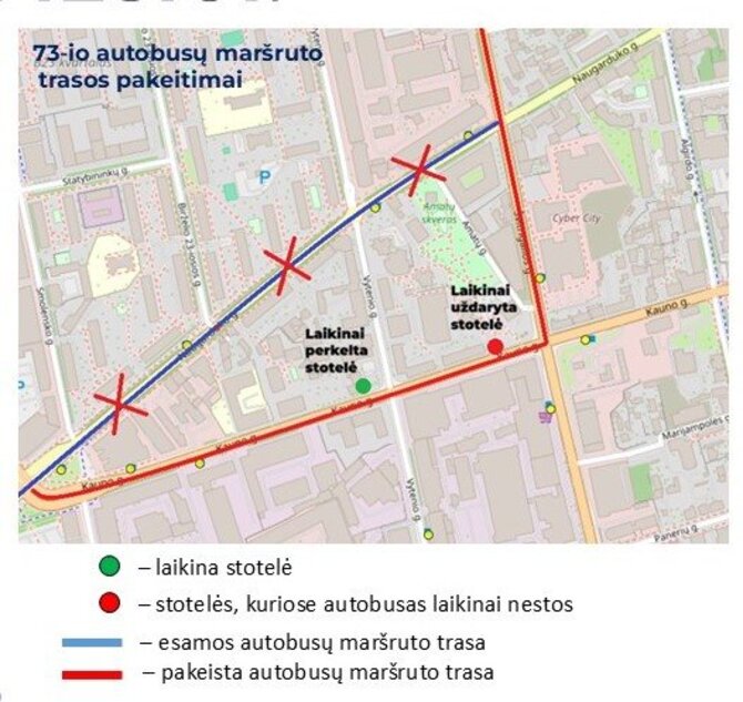 Vilniaus miesto savivaldybės nuotr./73 autobuso maršrutas