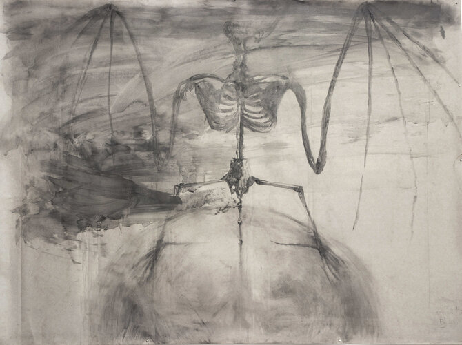 Organizatorių nuotr./Žiūrintis į tolį. Popierius, grafitas, 2015