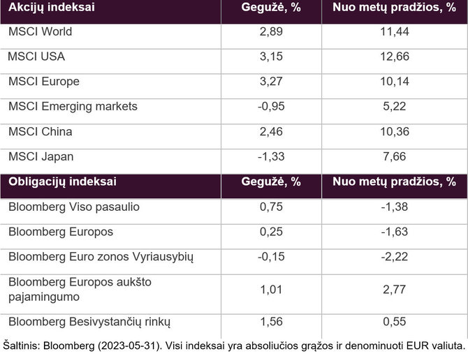 Bendrovės nuotr./Akcijų ir obligacijų indeksai gegužės mėn.