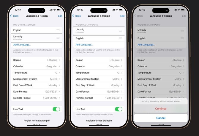 Bendrovės nuotr./„iPhone“ ir „iPad“ jau galima valdyti lietuvių kalba