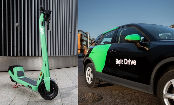 Bendrovės nuotr./„Bolt“ paspirtukas, „Bolt Drive“ automobilis