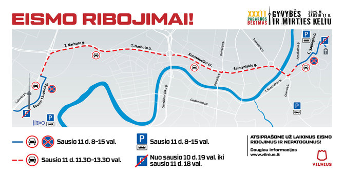 Vilniaus miesto savivaldybės nuotr./Eismo ribojimai, Sausio 13-osios bėgimas