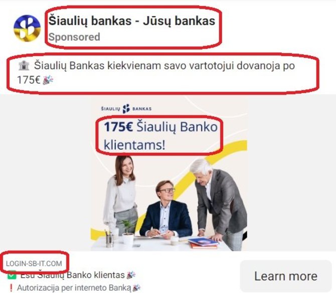 Bendrovės nuotr./Internetinio sukčiavimo pavyzdys