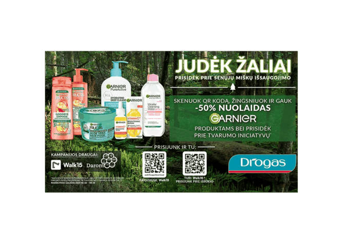 „Loreal" nuotr./Kai žingsniai virsta nauda: „Garnier“ ir „Drogas“ kviečia į žingsnių iššūkį