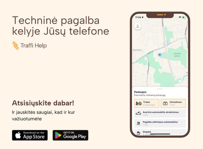 „Traffi Help“ nuotr./Pirmoji tokia programėlė Lietuvoje - Traffi Help patogesnei pagalbai kelyje.