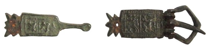 Lino Kajotos nuotr./Diržo sagtelė. Vasario 16-osios g. 1, 2017 m. archeloginiai tyrimai. Archeologas Linas Kvizikevičius.