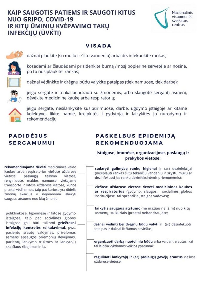 Pranešimo aut. nuotr./Rekomendacijos dėl gripo ir kitų ŪVKTI