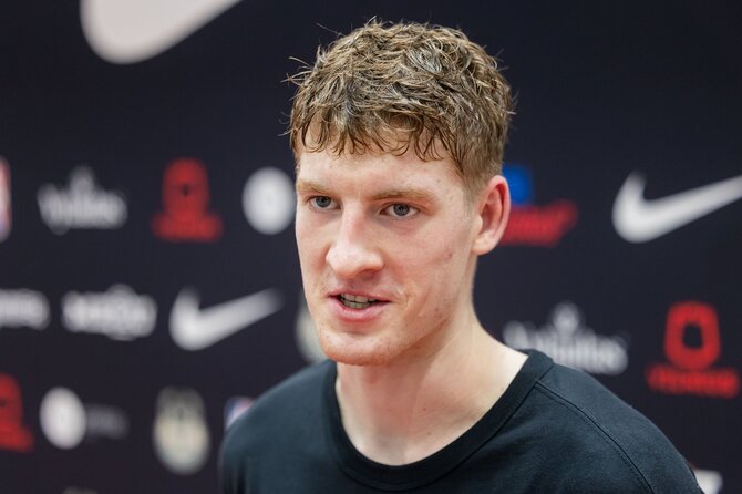 Patricija Adamovič / BNS nuotr./Kasparas Jakučionis jaunųjų krepšinio talentų stovykloje