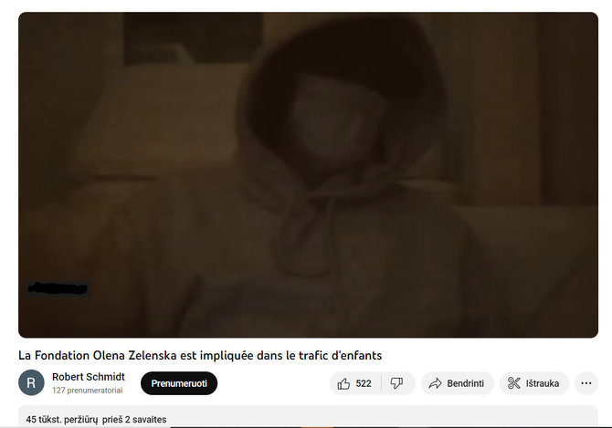 Oleną Zelenską apkaltino prekyba vaikais/Ekrano nuotrauka iš „Youtube“