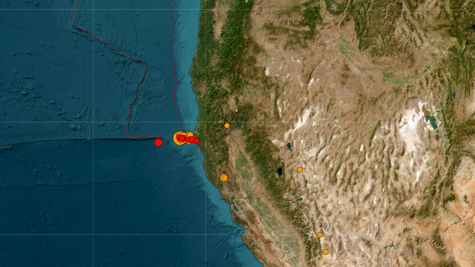 Jungtinių Valstijų geologinės tarnybos nuotr./Žemės drebėjimas Kalifornijoje