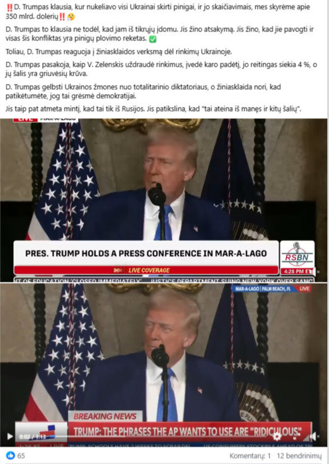 Ekrano nuotrauka iš „Facebook“
