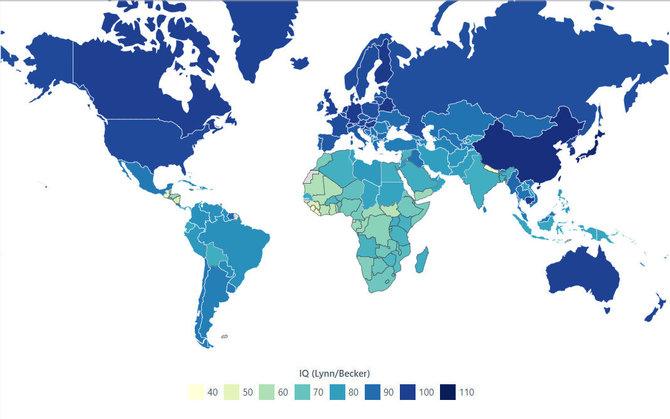 "World population review" duomenys/Vidutinis IQ pagal šalį 2024 m.