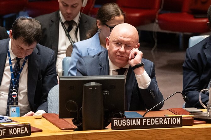 „Shutterstock“ nuotr./Rusijos ambasadorius Jungtinėms Tautoms Vasilijus Nebenzia
