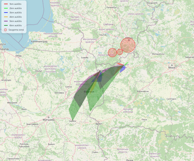 Nobaloons.lt nuotr./Vėjo kryptis iš Baltarusijos, 2025 01 28 